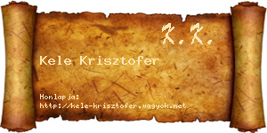 Kele Krisztofer névjegykártya
